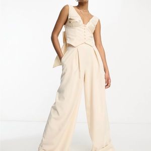 WINTER WHITE STUNNING 2-PIECE TAILORED PANTSUIT/ ASOS LUXE TALL